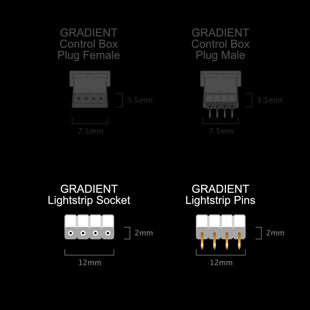 Gradient - Pin & Socket Strips | 4 Pin Single