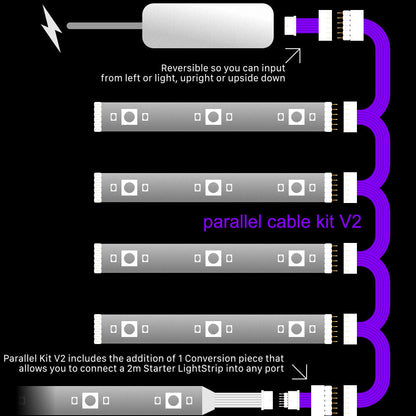Plus V2 - BLACK Parallel Cable | Multi Point Splitter 3,4,5,6,7,8+ way | in Feet