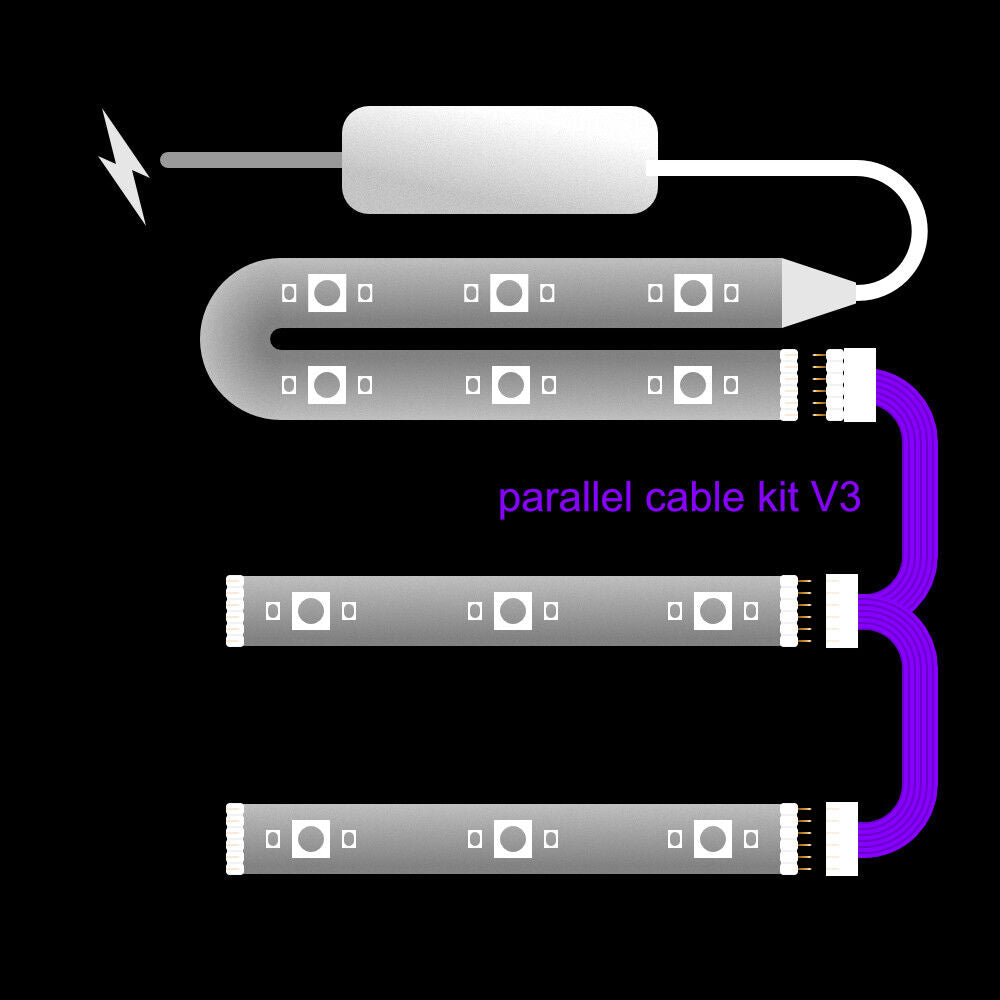 Plus V2 & V3 - Parallel Cable | WHITE Multi Point Splitter 3,4,5,6,7,8+ way | in Feet